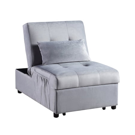 Lexicon Garrell Wood Storage Bench with Pull Out Ottoman in Gray