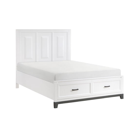 Lexicon Garretson Acacia QN Pltfm Bed in 2-Tone Finish (White n Metallic Gray)