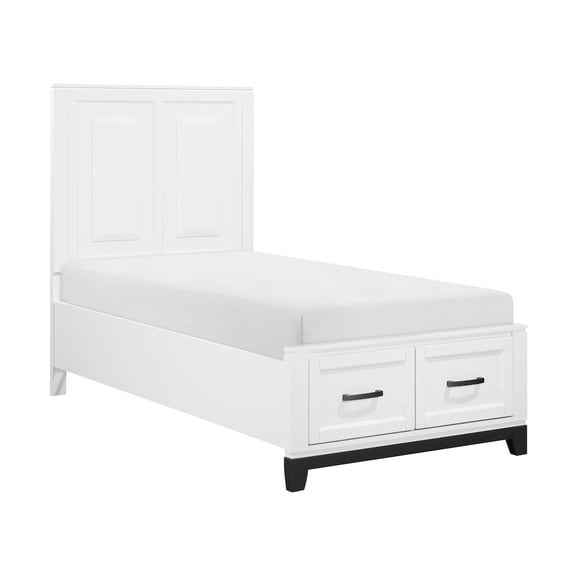 Lexicon Garretson Acacia Twin Pltfm Bed in 2-Tone Finish (White n Metallic Gray)