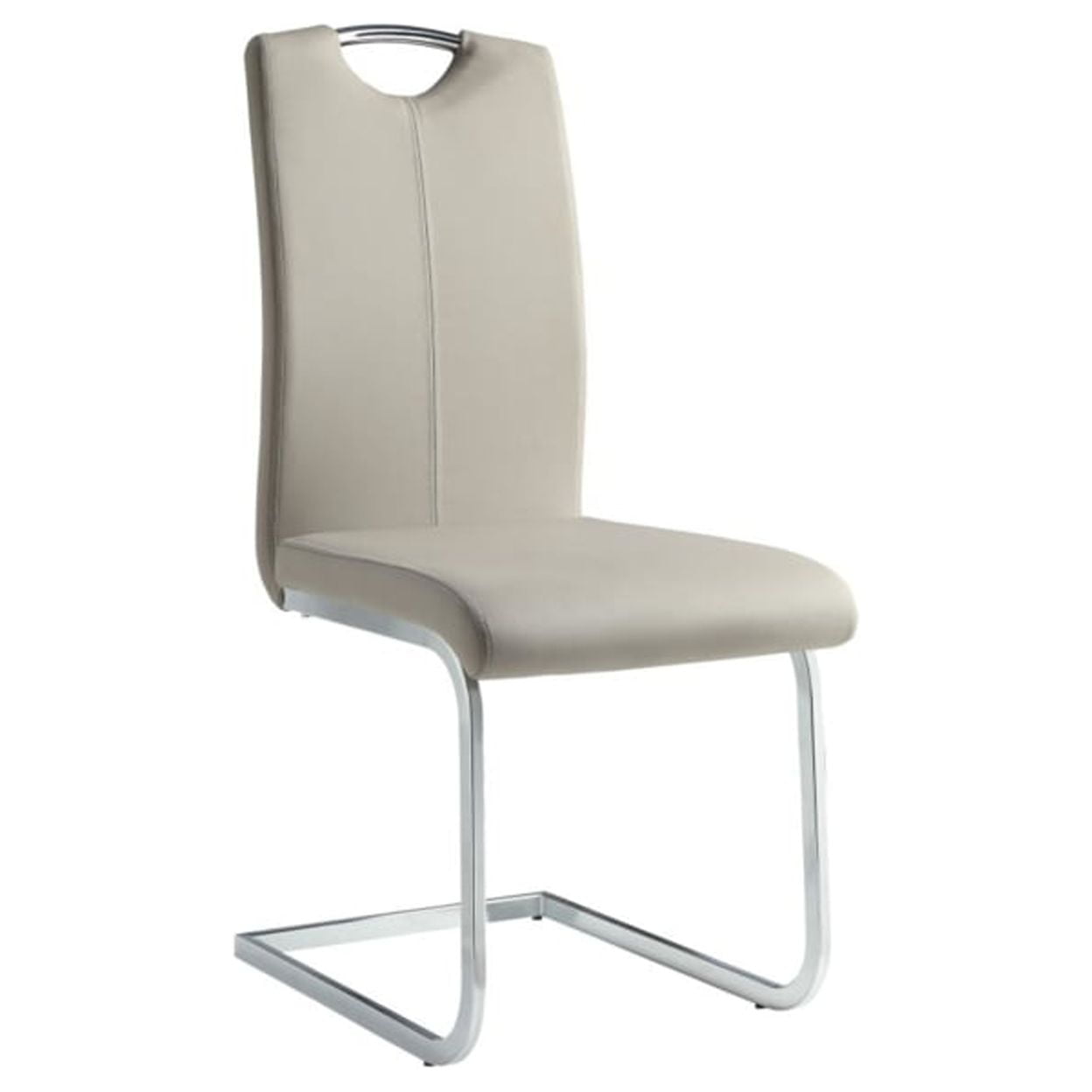 Gray Upholstered Leather Side Chair with Metal Frame
