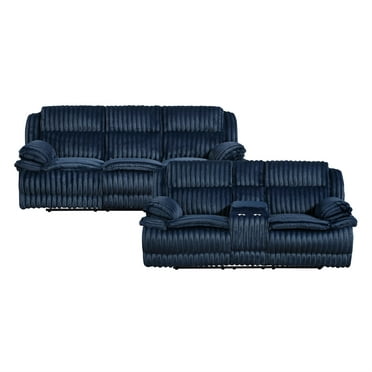 Lexicon Goodland Corduroy 2pc Set Sofa+ Loveseat in Blue