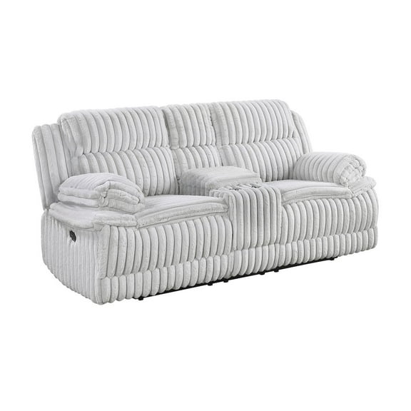 Lexicon Goodland Corduroy Double Reclining Love Seat with Center Console in Gray