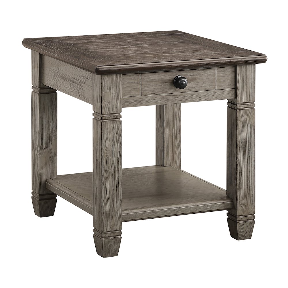 Lexicon Granby Wood 1 Drawer End Table in Antique Gray