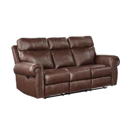 Lexicon Granville Microfiber Double Reclining Sofa in Brown