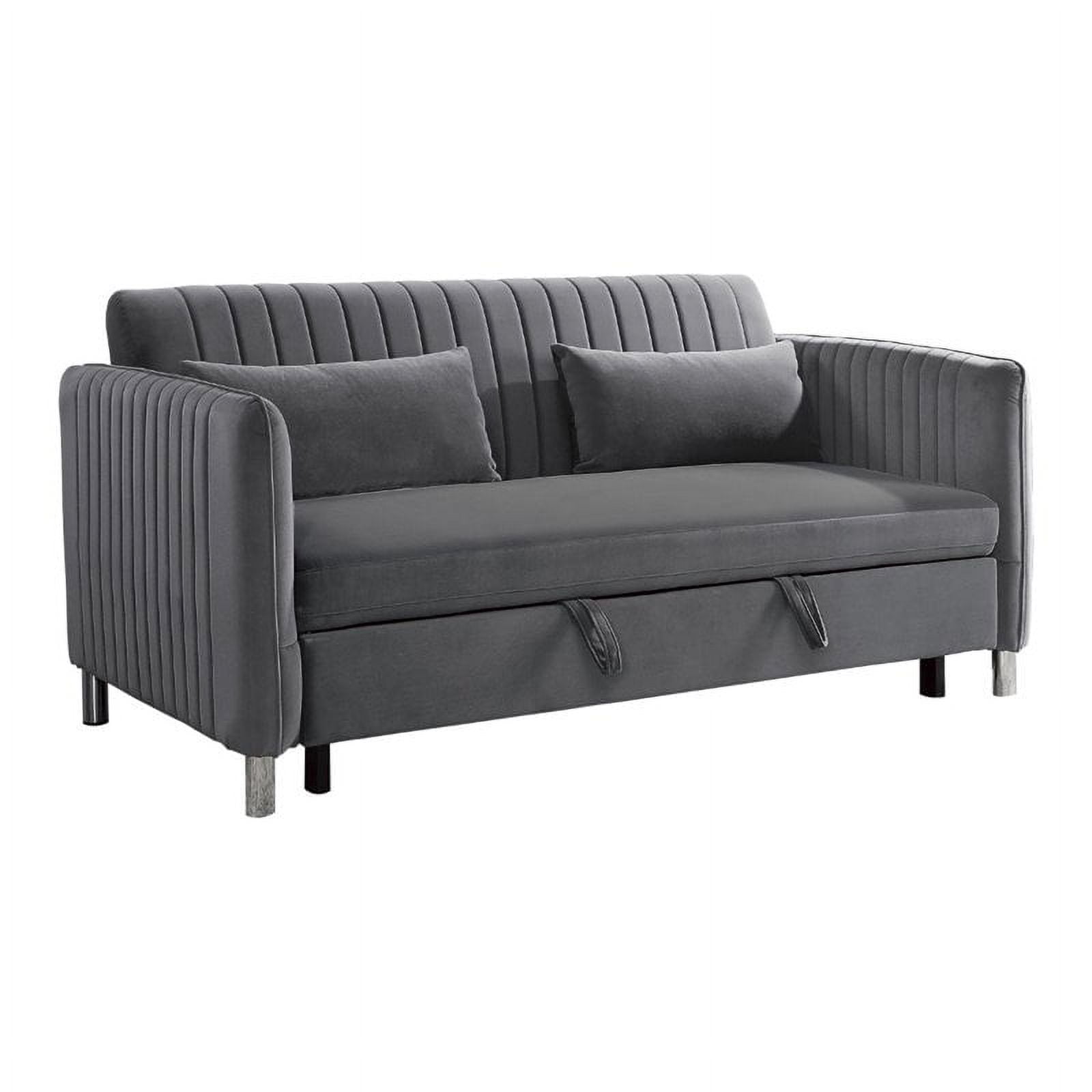 Lexicon Greenway Velvet Upholstered Click Clack Convertible Sofa in