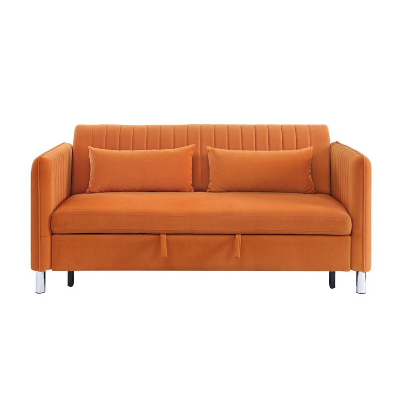 Lexicon Greenway Velvet Upholstered Click Clack Convertible Sofa in
