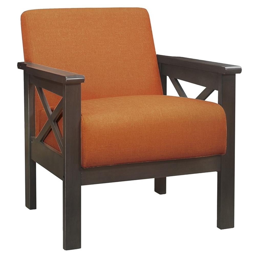 Savion Orange Textured Upholstery Solid Wood Frame Accent Chair