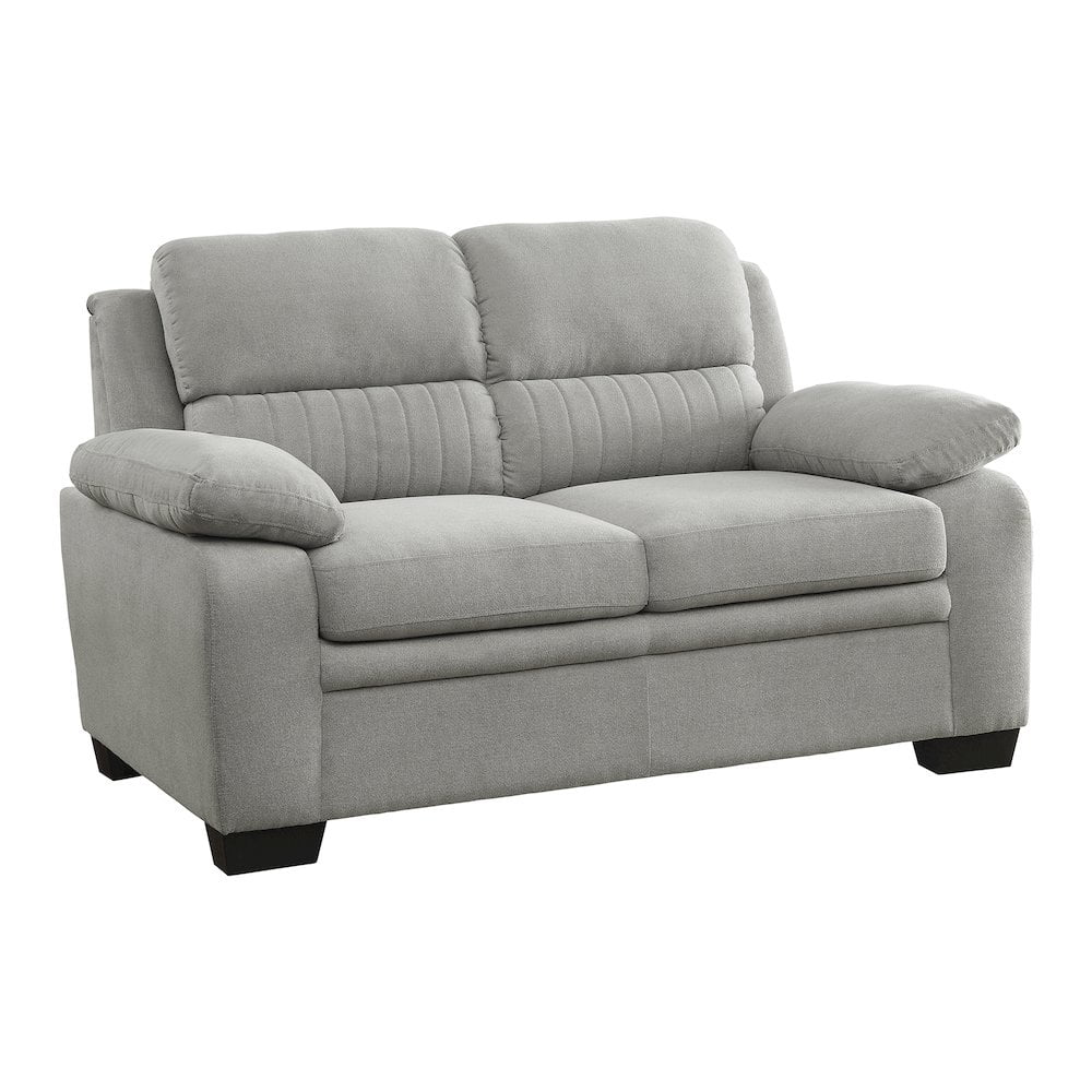 Lexicon Holleman 58" Polyester Fabric Loveseat with Exposed Legs in Light Gray