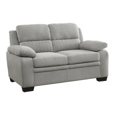 Lexicon Holleman 58" Polyester Fabric Loveseat with Exposed Legs in Light Gray