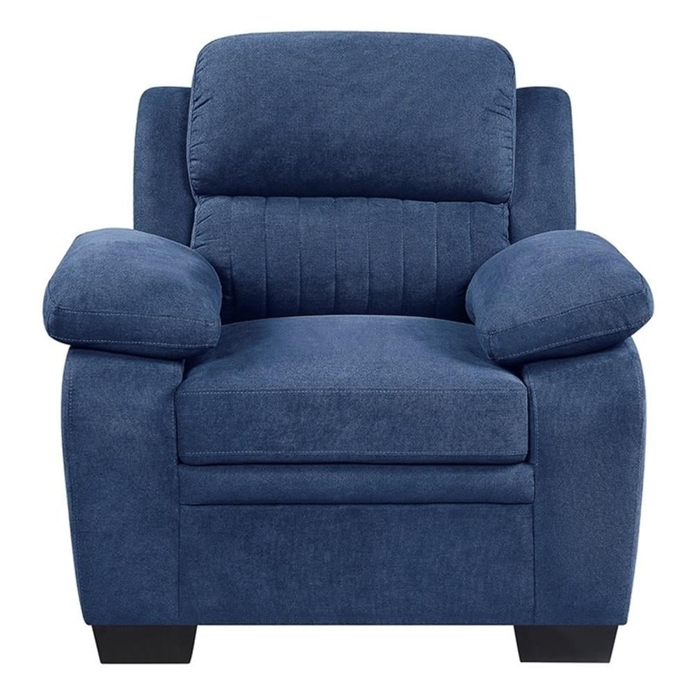 Deliah Blue Textured Fabric Accent Chair with Pillow-Top Arms