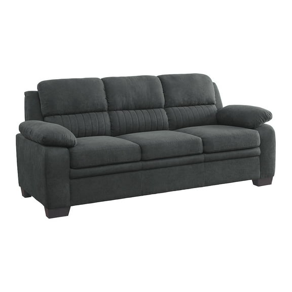 Lexicon Holleman Modern Textured Fabric Sofa with Pillow-top Arms in Dark Gray