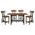 thumbnail image 1 of Lexicon Holverson 5-Piece Transitional Wood Counter Height Dining Set in Brown, 1 of 8