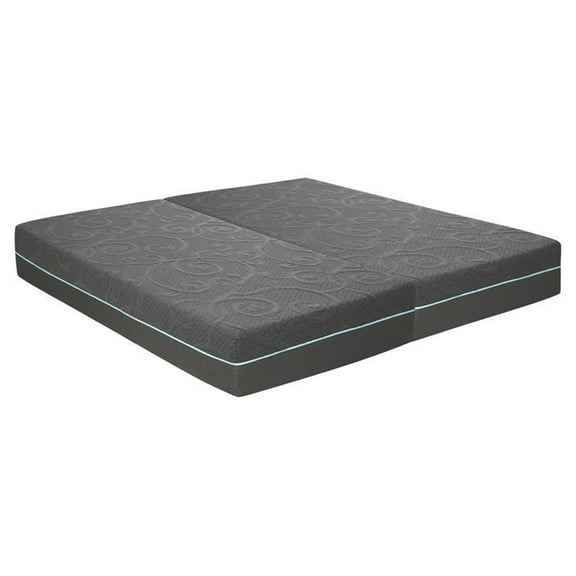 Lexicon Homelegance Bedding Fabric Split EK Gel Memory Hybrid Mattress in Gray