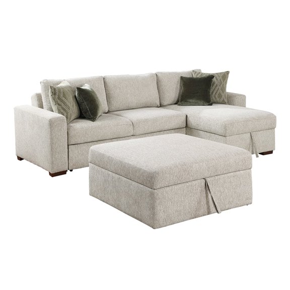 Lexicon Isla Microfiber 3-Piece Sectional with Reversible Chaise in Sage Sand