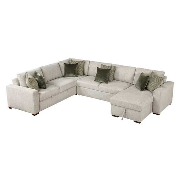 Lexicon Isla Microfiber 4-Piece Sectional with Reversible Chaise in Sage Sand