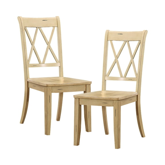Homelegance Janina Cross Back Dining Room Chairs (Set of 2), Buttermilk