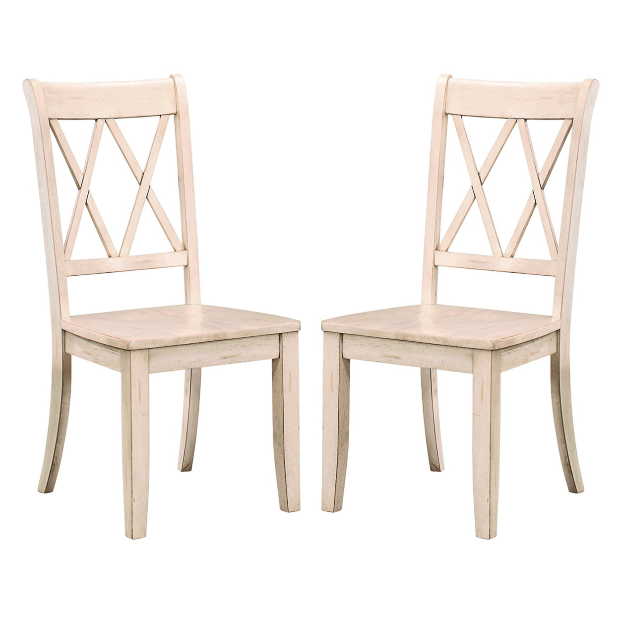 Janina Cream White Transitional Upholstered Side Chair with Pine Veneer