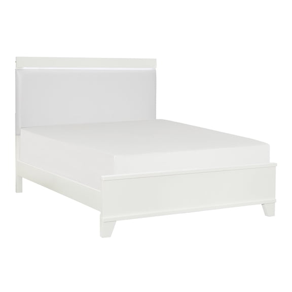 Lexicon Kerren Poplar Full Bed & LED Lighting in White High Gloss