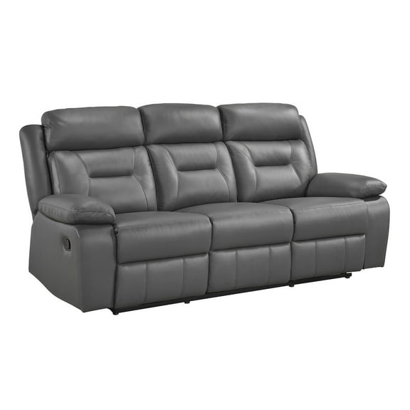 Lexicon Laconia Leather Double Reclining Sofa in Dark gray