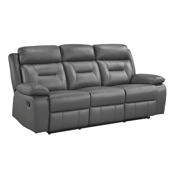 Lexicon Laconia Leather Double Reclining Sofa in Dark Gray