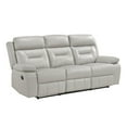 thumbnail image 1 of Lexicon Laconia Leather Double Reclining Sofa in Silver, 1 of 7