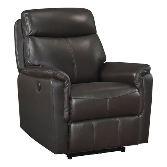 Lexicon Leif Leather Power Reclining Chair in Dark Brown