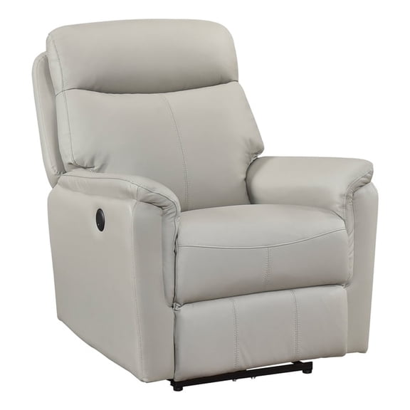 Lexicon Leif Leather Power Reclining Chair in Light Gray