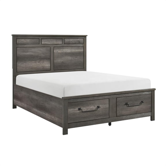 Lexicon Lenior Asian Hardwood EK Platform Bed with Footboard Storage in Gray