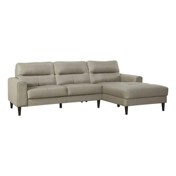 Lexicon Lewes 2-Piece Leather Match Sectional with Right Chaise in Latte