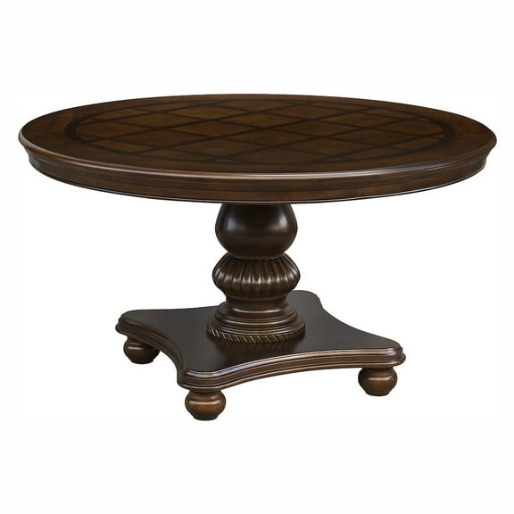 Lexicon Lordsburg Walnut Veneer Round Dining Table in Brown Cherry