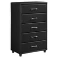 thumbnail image 1 of Lexicon Lorenzi 5 Drawers Contemporary Wood and Faux Leather Chest in Black, 1 of 5