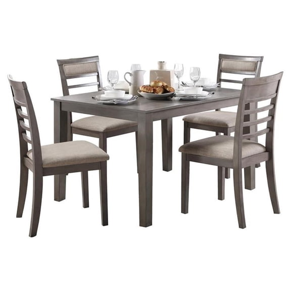 Lexicon 5-Piece Wood Dining Room Table and Chairs in Gray/Brown
