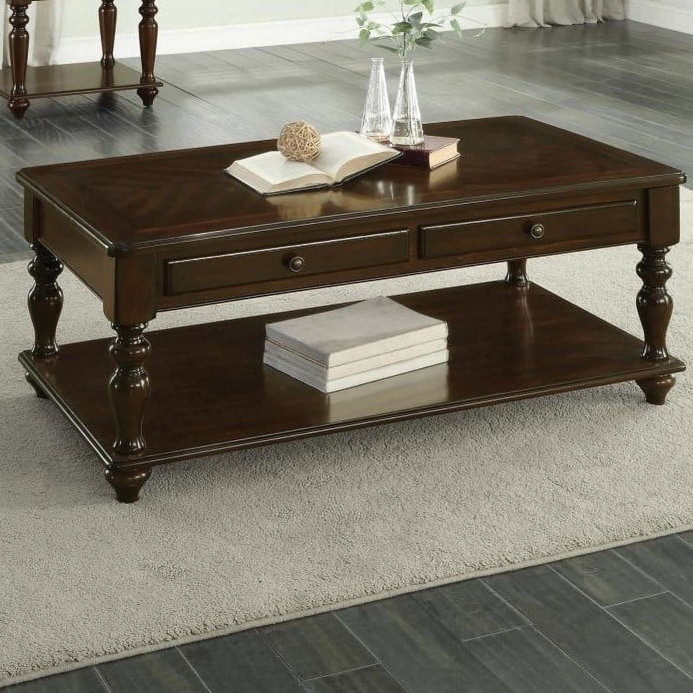 Espresso Brown Rectangular Lift-Top Cocktail Table with Storage