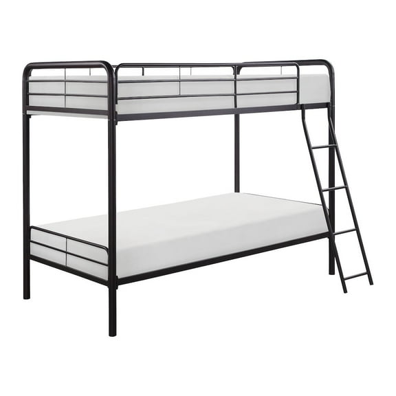Lexicon Lunar 79" Contemporary Metal Twin Over Twin Bunk Bed in Dark Bronze