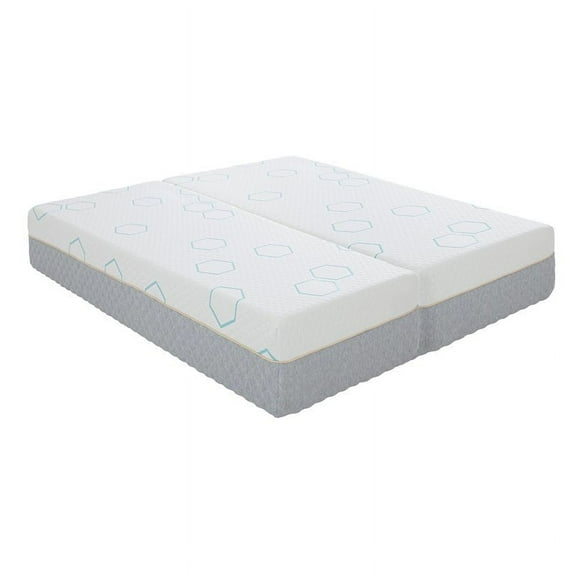 Lexicon Lyra Fabric 10" Split Copper-Infused E.King Memory Foam Mattress in Gray
