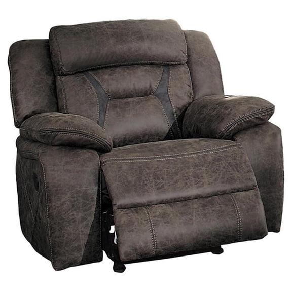Lexicon Madrona Hill Traditional Microfiber Glider Reclining Chair in Dark Brown