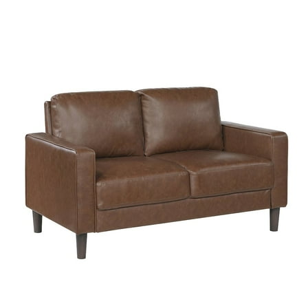 Lexicon Malcolm Faux leather Love Seat in Chocolate