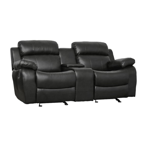 Lexicon Marille Double Glider Reclining Loveseat with Center Console in Black