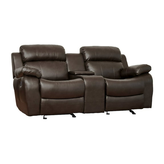 Lexicon Marille Double Glider Reclining Loveseat with Center Console in Brown