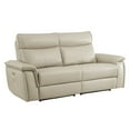 thumbnail image 1 of Lexicon Maroni 80" Contemporary Leather Double Reclining Loveseat in Beige, 1 of 5