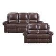 thumbnail image 1 of Lexicon McCall Leather Match 2-Piece Power Reclining Sofa Set in Brown, 1 of 14