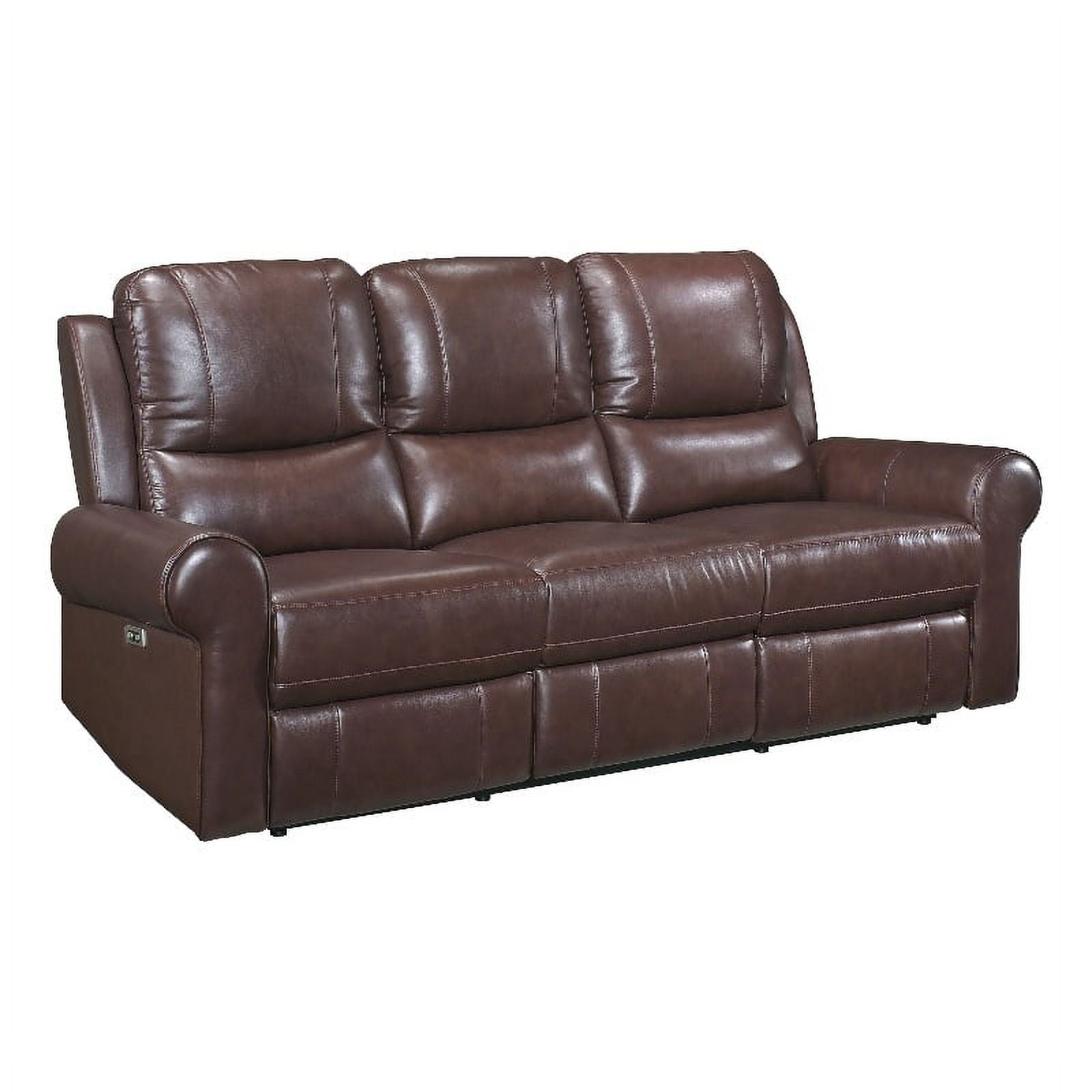 Lexicon McCall Leather Match Power Double Reclining Sofa in Brown
