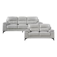 thumbnail image 1 of Lexicon Mischa Leather 2-Piece Upholstered Sofa Set in Silver Gray, 1 of 10