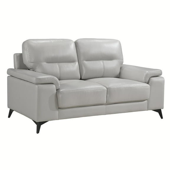 Lexicon Mischa Leather Match Loveseat in Silver Gray