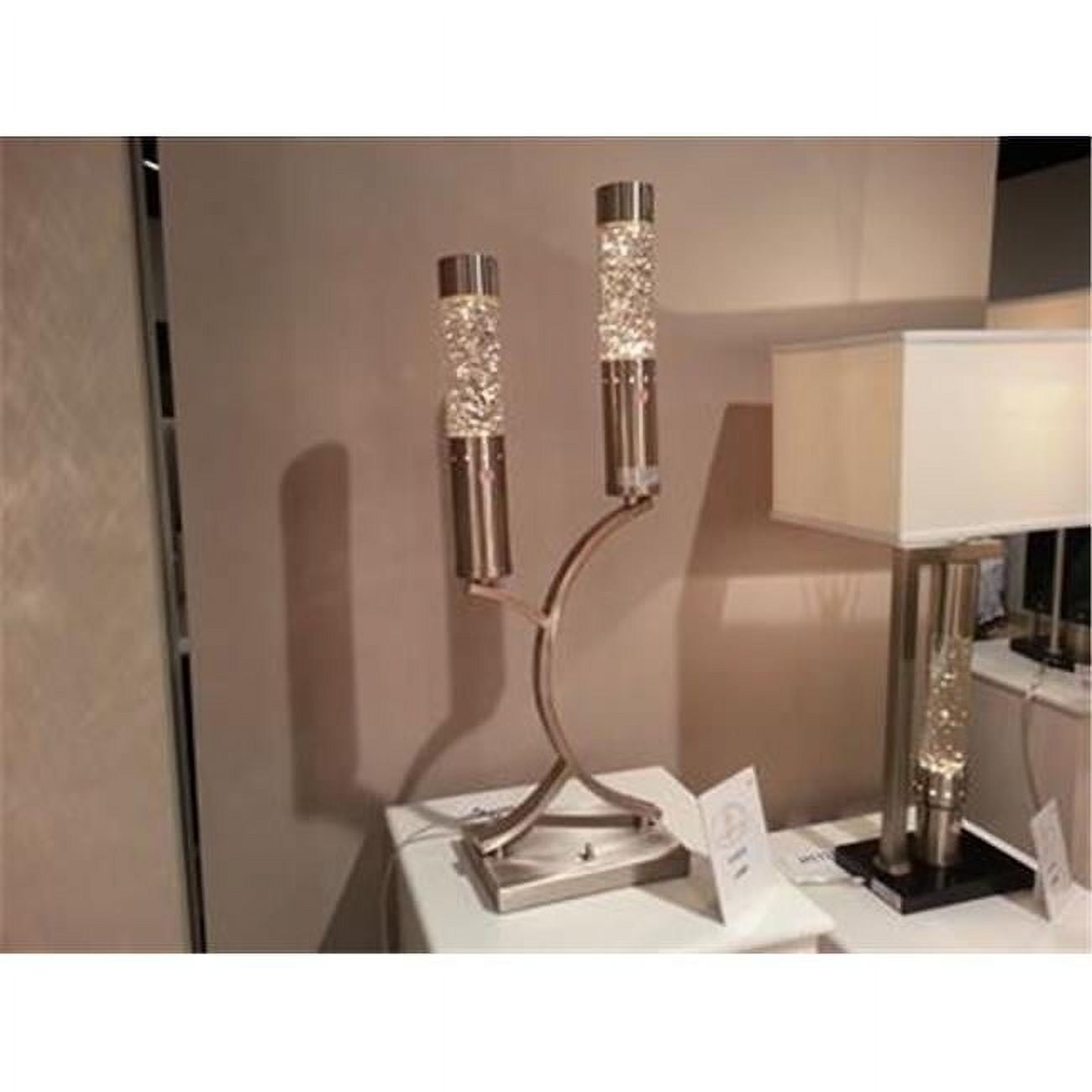 Ultra Modern Silver Metal and Glass Table Lamp with Dancing Water Droplets
