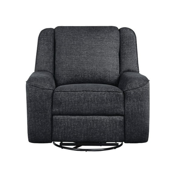 Lexicon Monterey Chenille Upholstered Swivel Reclining Chair in Ebony