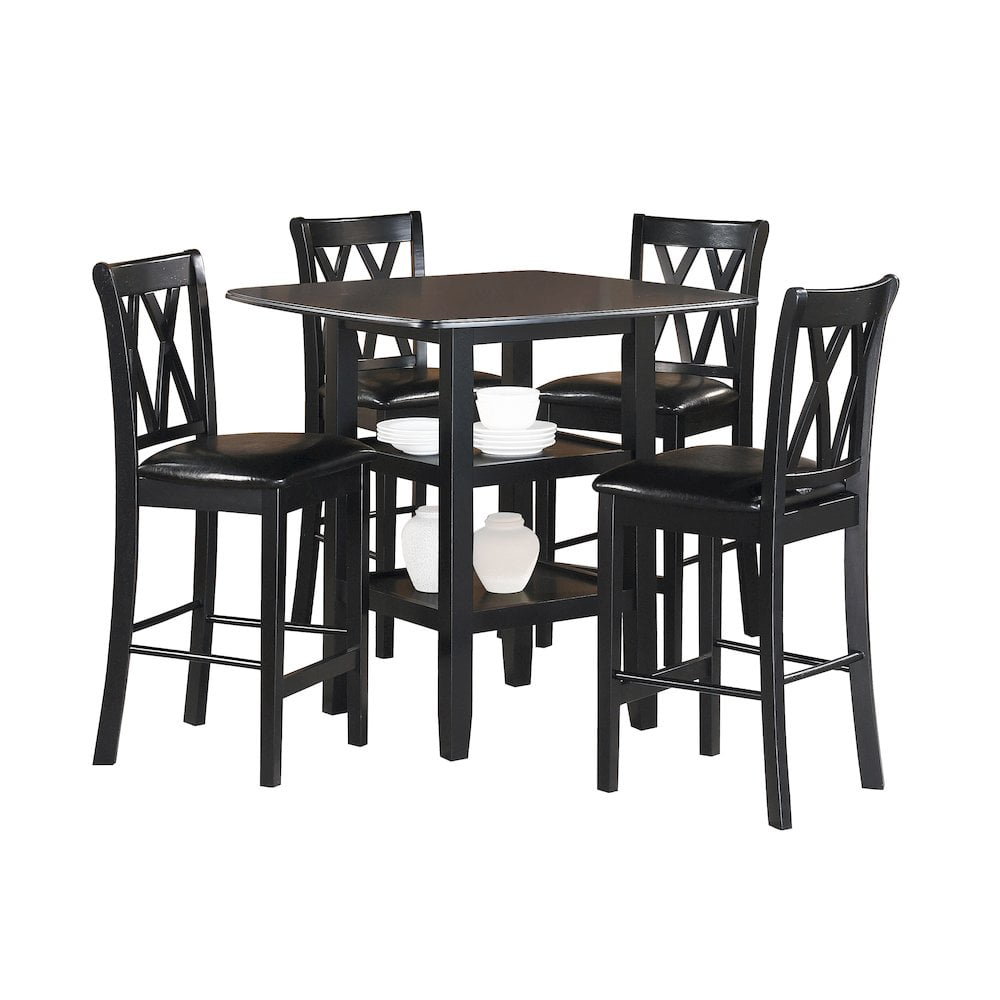 Lexicon Norman 5 Piece Solid Wood Counter Height Dining Set in Black