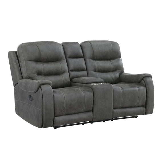 Lexicon Oberon Microfiber 2pc Set: Sofa, Loveseat in Dark Gray