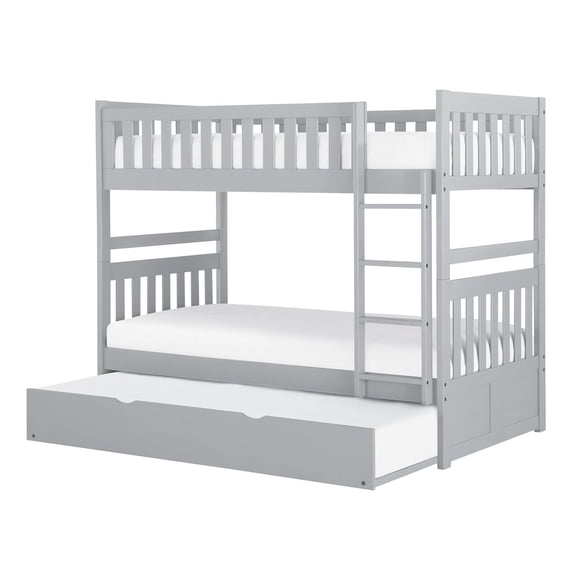 Lexicon Orion Transitional Wood Twin over Twin Bunk Bed with Trundle Bed in Gray