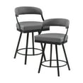 thumbnail image 1 of Lexicon Oxton Metal & Faux leather set of 2 Swivel Counter Height Chair in Gray, 1 of 5